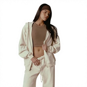 <b>Women's</b> <b>Cream</b> Oversized Hoodie <b>Fleece</b> Sweatshirt With Pockets Regular Sleeve Solid Color Autumn Wear - Product Image 1