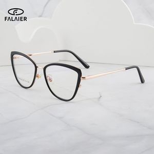 ฟาไลเออร์ แคทอายกรอบแว่นตา 52-18-138 ป้องกันแสงสีฟ้าผู้หญิงโลหะเต็มกรอบแว่นตาอินเทรนด์ - Product Image 1