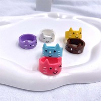 Go Party Nette Katzen Kätzchen Harz Acryl Ring Kleintier Cartoon Drei dimensionale Knöchel Ring Chunky Kunststoff Fingerringe