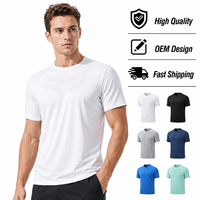 T-Shirt Sportiva da Uomo in Tessuto Morbido Elasticizzato, Traspirante, Anti-Pilling, Design Personalizzato OEM con Logo Stampato