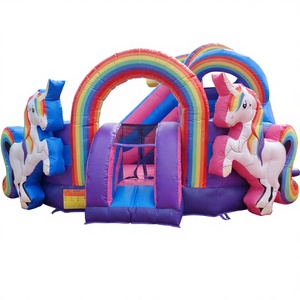 Outdoor party jumping bouncy castle with slide combo jumper castillo hinchable <b>inflatable</b> unicorn playground - Product Image 1