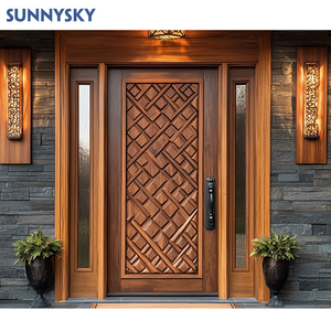 أبواب كلاسيكية عالية الجودة من Sunnysky ، باب خشبي للفيلا ، أبواب خشبية رئيسية منحوتة من الخشب الصلب للمنزل - Product Image 1
