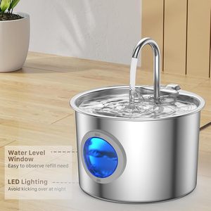 Bebedero para Gatos Inalámbrico Ultra Silencioso de 2L, Acero Inoxidable y Plástico, Filtración Automática, Circulación de Agua, Dispensador Inteligente para Mascotas - Product Image 3