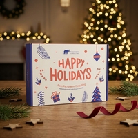Boîte d'expédition en carton ondulé recyclable avec poignée, pelliculage mat, gaufrage et revêtement UV pour emballage cadeau e-commerce de fêtes
