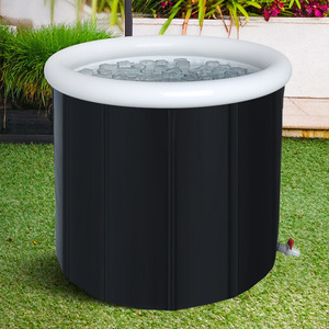 Bañera de hielo inflable para adultos, negra, plegable, con anillo de aire, 150 cm de diámetro - Product Image 2