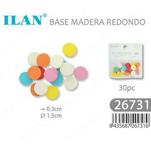 Dischi in Legno Rotondi Ilan, Diametro 1,5 cm, 30 Pezzi, Materiali per Artigianato - Product Image 3