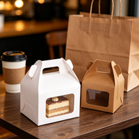 Boîte à pâtisserie en papier kraft avec fenêtre, boîte à emporter portable pour gâteaux et desserts, impression personnalisée prise en charge