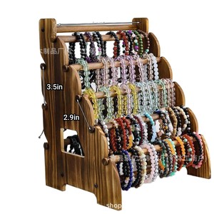 Organizador de Joyas de Madera de 5 Niveles para Escritorio, para Pulseras y Relojes, Acabado Blanco Quemado - Product Image 1