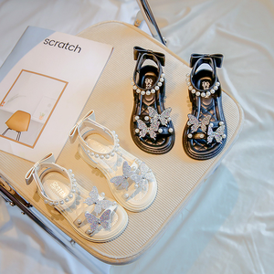 Sandales pour filles, antidérapantes, semelle souple, nœud princesse, perle, chaussures de plage d'été, sandales pour bébé, prix compétitif - Product Image 3