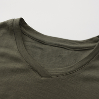 T-shirt Homme Col V Manches Courtes 100% Laine Mérinos Coupe Classique Anti-Odeur Écologique Doux Uni Décontracté Quotidien Été Vente en Gros