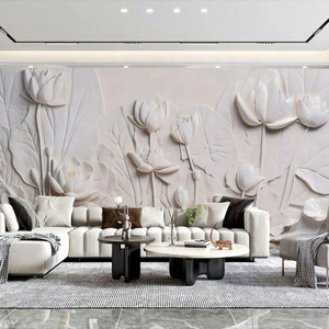 Lotus <span class=keywords><strong>relief</strong></span> mur 8d <span class=keywords><strong>pierre</strong></span> <span class=keywords><strong>papier</strong></span> <span class=keywords><strong>peint</strong></span> texturé décoration de la maison - Product Image 1