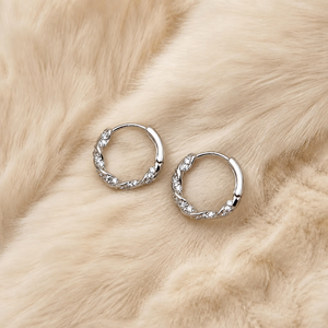Boucles d'oreilles créoles torsadées en acier inoxydable avec zircon cubique incrusté, style minimaliste, pour femmes, vente en gros OEM/ODM - Product Image 3