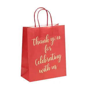 Recycled Brown Paper Bags Thank You Shopping Gift Big Kraft Bag Custom With Handles And Logo