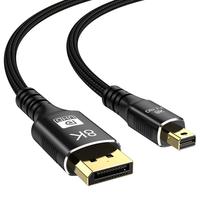 Cable Coaxial Mini USB DP, Conectores de Fibra Óptica Dorados, 8K, 2m, Malla de Nailon, Blindaje de PVC, HDR, para Computadora