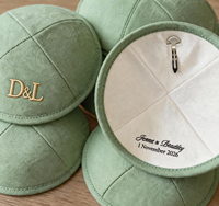 Kippa en lin personnalisée, Kippot juif, Yarmulke, broderie de logo, doublure imprimée, mariage, Bar Mitzvah, Judaica, vente en gros