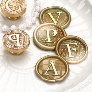 Têtes de tampons en laiton à motif de feuilles, alphabet 26 lettres, pour sceau de cire, décoration, tampon standard - Product Image 5