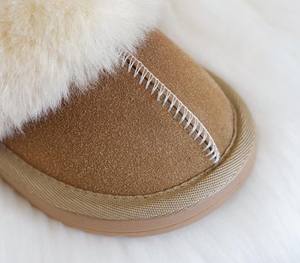 2023 kış sıcak Retro peluş süet Faux kürk çocuklar bulanık terlik patik ayakkabı yumuşak yürümeye başlayan bebek erkek kız kabarık terlik - Product Image 5