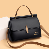 Tas Tangan Wanita Vintage dengan Pegangan Atas, Kulit PU, Tutup Lipat, Dua Tali, Tahan Air, Penutup Ritsleting, untuk Kerja dan Penggunaan Sehari-hari