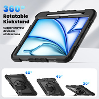Pour iPad (A16) 11e génération Air 11 Air 13 M3 (2025) Housse de protection robuste avec protection d'écran, sangle d'épaule et porte-crayon