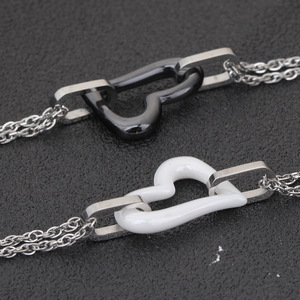 Heart-Shaped Ceramic Stainless Steel <b>Couple</b> <b>Bracelet</b> 16Mm For Women Gift Jewelry - Product Image 3