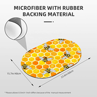 Tapis de bain antidérapant en boue de diatomées jaune nid d'abeille et abeilles, ovale, doux, sans plis, pour salle de bain