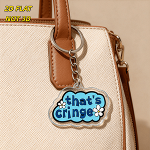 Porte-clés en acrylique « That's Cringe Blue Cloud » avec marguerites blanches et texte audacieux, <span class=keywords><strong>breloque</strong></span> humoristique pour clés et sacs - Product Image 3