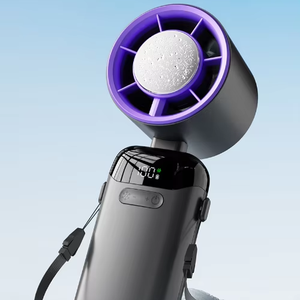 Ventilateur portable haute vitesse pour voyage en extérieur, avec fonction de compression de glace, rechargeable USB-C, affichage numérique LED, pliable, mini-refroidisseur turbo de poche - Product Image 1