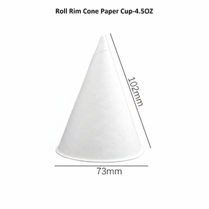 Lot de 4 gobelets en papier coniques à rebord roulé de 150 ml, blancs, jetables, pour fontaines à eau de bureau, vente en gros, qualité supérieure - Product Image 3