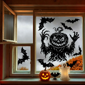 Autocollants statiques d'Halloween en gros pour fenêtres : Têtes de citrouille effrayantes, hommes zombies, chauves-souris – Décorations amovibles pour fêtes d'Halloween - Product Image 2