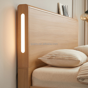 600835 Nuevo Marco de Cama de Madera Nórdico Moderno, Marco de Cama de Madera Tamaño King, Cabecera Tamaño Queen con Lámpara de Rayas - Product Image 4