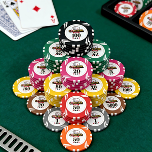 Coolstar 14g 40mm Jetons de poker de casino personnalisables avec logo laser, résistants aux chutes et durables pour le <span class=keywords><strong>jeu</strong></span> de Mahjong - Product Image 2
