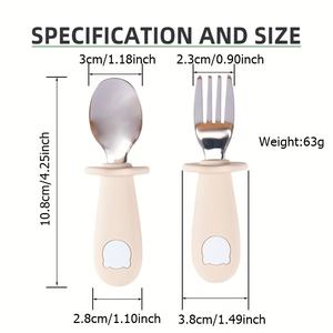 Set di alimentazione per bambini in Silicone a forma di Panda di alta qualità, Kit forchetta e cucchiaio in acciaio inossidabile sicuro per mangiare il microonde sicuro - Product Image 2