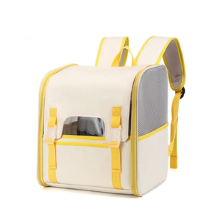 <b>Pet</b> Backpack <b>Carrier</b> Oxford Material Breathable Zipper Closure Solid Color Quadratic Shape for Cats - Product Image 1
