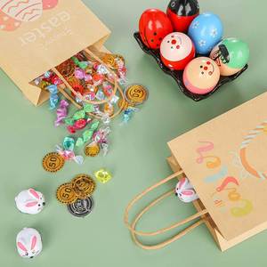 Sacs en papier kraft kaki portables personnalisables pour Pâques, écologiques, en matériaux recyclés, pour bonbons, fêtes, biscuits, emballages de jouets - Product Image 4