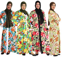 Vente en gros de cardigan à fleurs pour femmes musulmanes robe vêtements islamiques abaya à imprimé floral pour femmes robe musulmane YM116