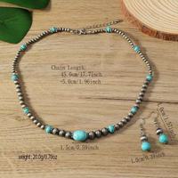 Bijoux en perles de Navajo en gros pour elle, accessoires de mode occidentaux, collier en perles de Navajo turquoise, ensemble de bijoux avec boucles d'oreilles