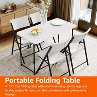 Table pliante de 5,5 pieds, portable, robuste, en plastique, pliable en deux, table utilitaire d'extérieur, hauteur réglable avec poignée de transport
