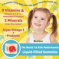 Complément alimentaire multivitaminé pour enfants sous forme de gommes avec fer, zinc, complexe de vitamines B, A, C, D3, B12, acide folique pour renforcer le sang et soutenir l'énergie