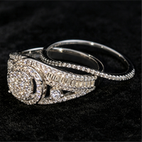 Perhiasan Mewah Perak S925 GRA D Color Moissanite Set Cincin Tumpuk untuk Pernikahan dan Pertunangan untuk Wanita Set Perhiasan Pengantin