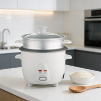 Penanak Nasi Listrik Otomatis 0.6L-6L Kontrol Timer Digital, Panci Dalam Anti Lengket Stainless Steel Bentuk Drum