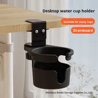 Support de tasse rotatif en plastique à un niveau avec trou et clip pour table, étagère de rangement pour café et boissons