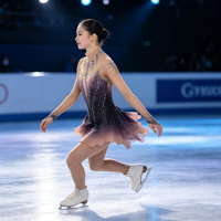 Tenue de patinage artistique à manches longues en maille dégradée noir et rose, dos ouvert, col en V, ornée de strass, pour adultes et enfants, pour compétition de danse sur glace