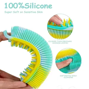 Zenidoo Brosse de Douche 2-en-1 en Silicone Alimentaire Double Face Douce pour Massage du Cuir Chevelu et Nettoyage Corporel Moussant - Product Image 3