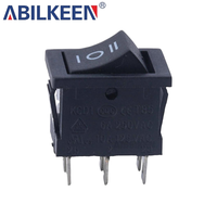Mini Rectangle DPDT interrupteur à bascule marche-arrêt 6 broches 10A 250V/15A 125V AC certifié CE noir sans lumière 15x21.2mm