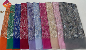 Bellissimo africano paillettes 3D ricamo netto pizzo di cristallo tessuto di perline per le donne matrimonio abito in Tulle francese perline pietra pizzo - Product Image 6