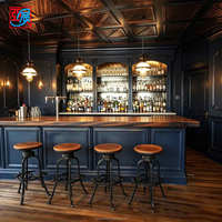 Comptoir de bar en bois, direct usine, avec vitrine et meuble de service pour club de café
