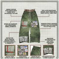 Pantalon de jogging en coton pour homme, double ceinture, décontracté, avec patch brodé de strass, motif camouflage, streetwear, délavé à l'acide