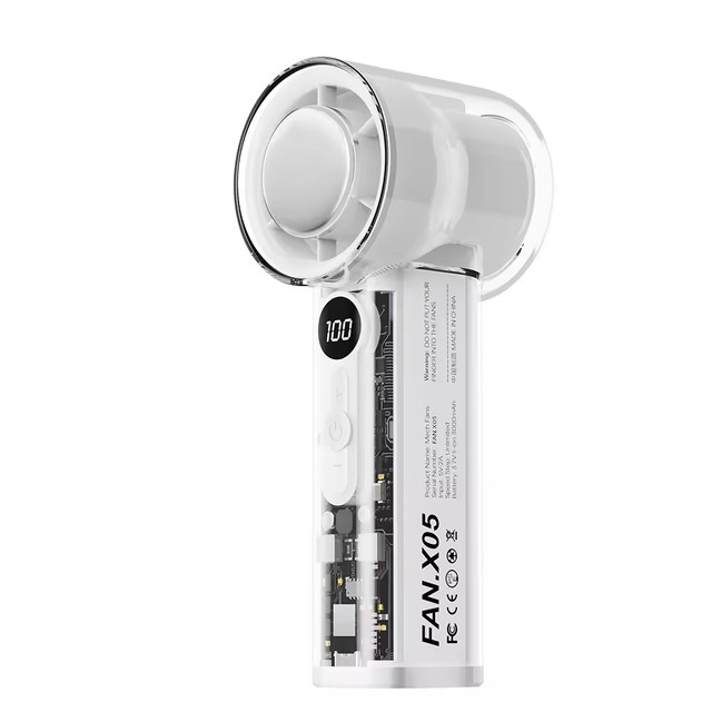 New X05 Transparent Mini Handheld Fan High-Speed Turbo 5V Semiconductor Refrigeration Violent Ice Air Cooling Fan with Lanyard