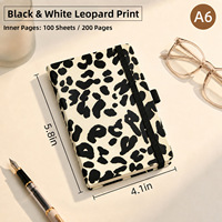 Carnet A5 à sangle, motif léopard mignon, couverture en cuir épais, carnet ligné à couverture rigide pour étudiant