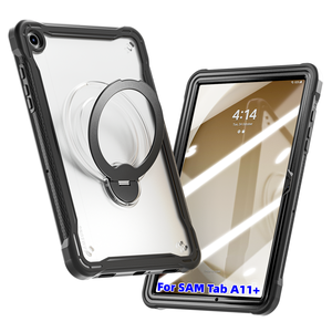 Étuis pour <span class=keywords><strong>tablette</strong></span> avec béquille rotative à 360 degrés transparents pour Samsung Galaxy Tab A11 Plus 11'' 2025, <span class=keywords><strong>verre</strong></span> trempé, supports en alliage d'aluminium - Product Image 1